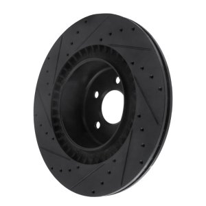 BMW X6 Brake Rotor (1) - Rear Right - R1 Concepts - Drilled & Slotted - Black - `10-`14